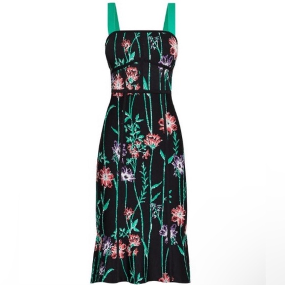BCBGMAXAZRIA Floral Midi Knit Dress 👗 Medium ❤️ HL - Picture 5 of 14